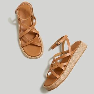 Tan strappy platform sandals from Madewell